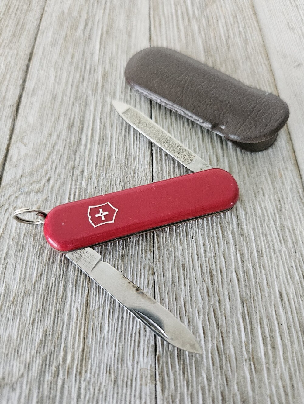 Vintage Red Victorinox Swiss Army Stainless Steel Miniature Pocket Knife with Vi